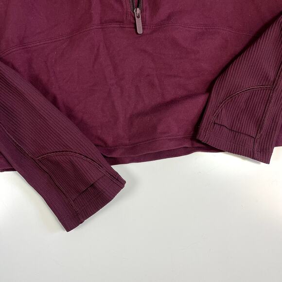 Lululemon Small Burgundy Maroon Its Rulu Long Sleeve Top 1/2 Zip Pullover Jacket - Picture 4 of 13